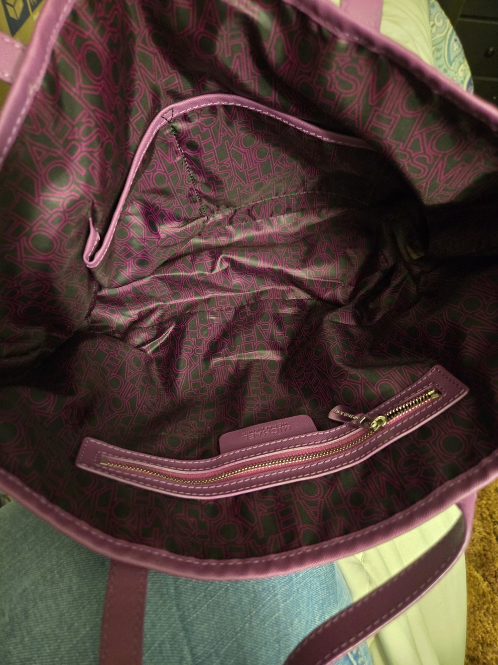 Michael Kors Purple Polka Dot Tote Bag - Picture 3 of 12